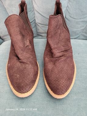 Report BlacK Suede Perforated Ankle Booties Nwt